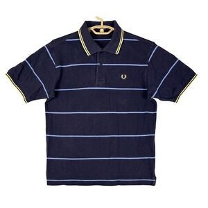Fred Perry Mens Navy Blue Striped Cotton Pique Polo Shirt M14205 M